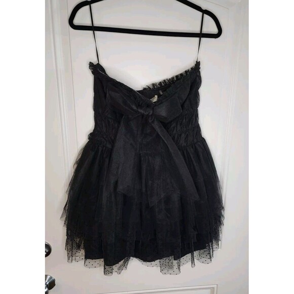 NWT LoveShackFancy Faron Bow Tulle Mini dress Party Cocktail Size 8 Black - Picture 5 of 15